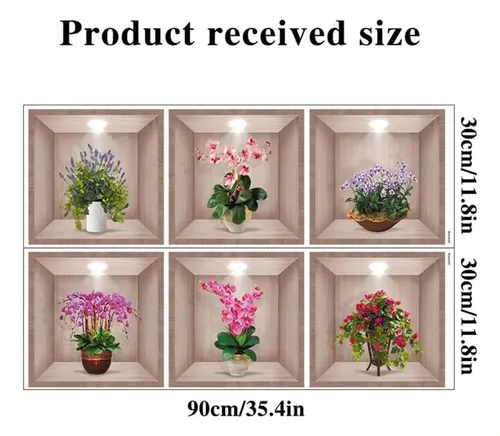 6 Hojas De Calcomanías 3d De Jarrones Y Orquídeas Pvc A