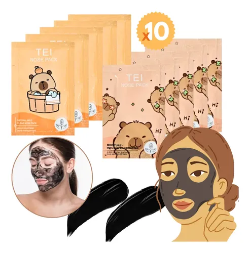 Mascarilla Peel Off X10 Elimina Puntos Negros Capibara Tei