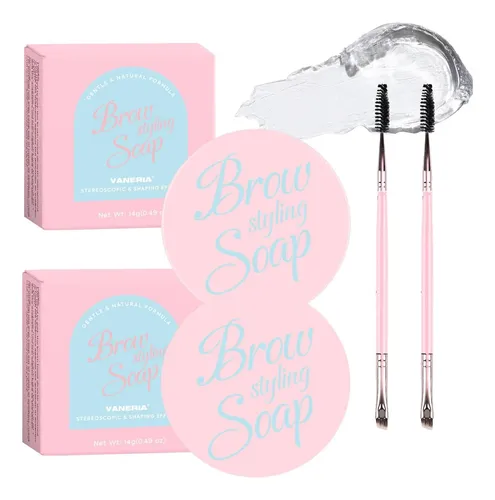 Gel Fijador Para Cejas Vaneria Clear Con Cepillos Duales
