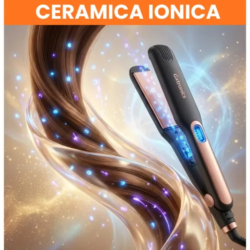 Planchita De Pelo Gx-113217 Plancha Ceramica Alisado Seco Humedo Ionica 45w Negro Gxtronics