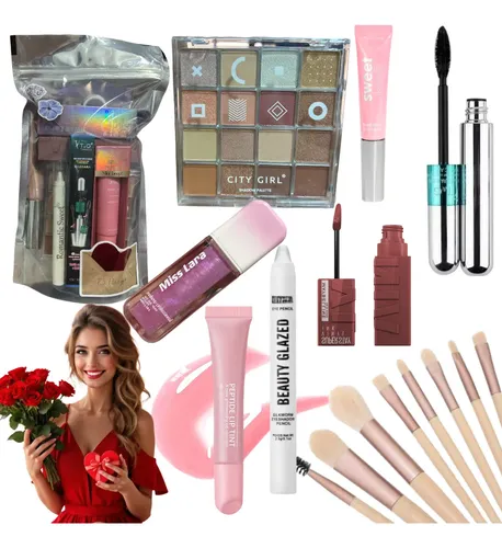 Kit De Maquillaje San Valentin Completo Con Brochas Y Paleta