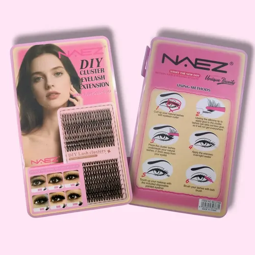 Kit Extensiones De Pestañas Naez Cluster Mix Bond & Seal 30d+40d+50d+60d D Largos Mix