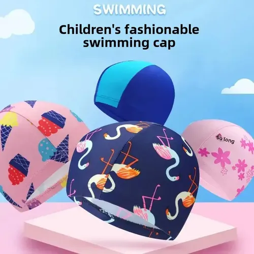 Gorro De Natación Infantil De Poliéster De Sarga Rosa