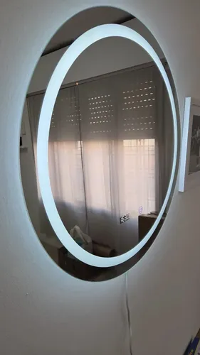 Espejo Con Luz Led Calida Fria O Neutra Touch Tactil Con Dimmer 50 Cm Redondo Para Baño Dormitorio Cuantoarte Circular Premium