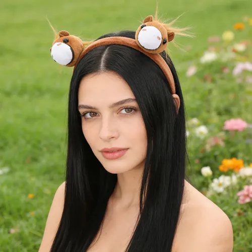 Diadema De Fiesta De Año Nuevo, Diadema De Caballo De Peluch Marrón