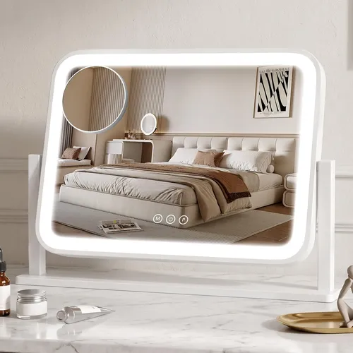 Espejo De Maquillaje Con Luz Led 42x31cm Blanco