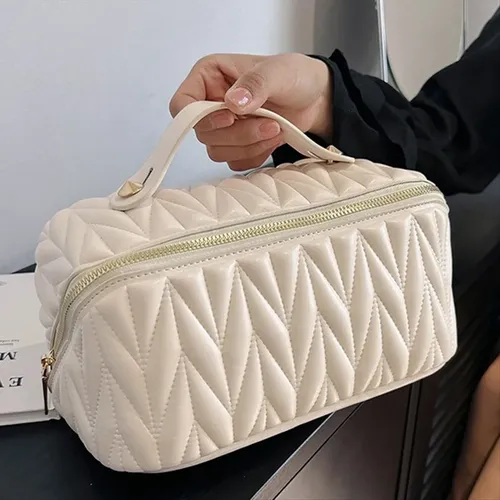 Bolsa De Maquillaje De Viaje De Cuero, Organizador De Artícu