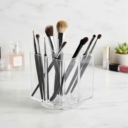 Organizador Multiuso Acrílico Giratorio Porta Maquillajes Color Transparente