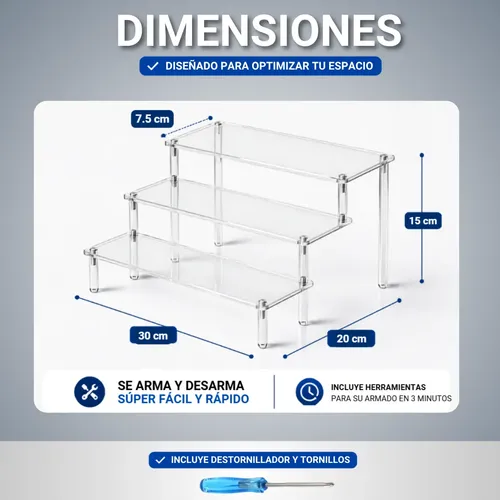 Estante Acrílico Transparente 3 Niveles Exhibidor Perfumes