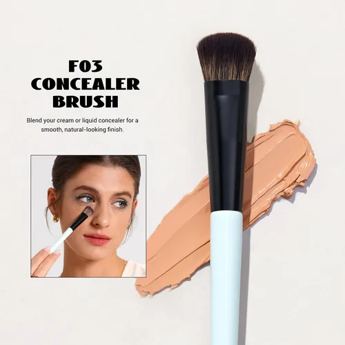 Set 3 Brochas Maquillaje Jessup Doble Punta Azul Cian