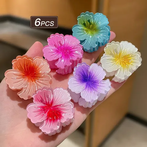 6 Piezas Pinzas De Flor Para Peinados Moda Para Niñas 6pcs