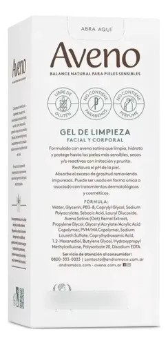 Aveno Gel De Limpieza Facial Y Corporal Aveno X 250 Grs.