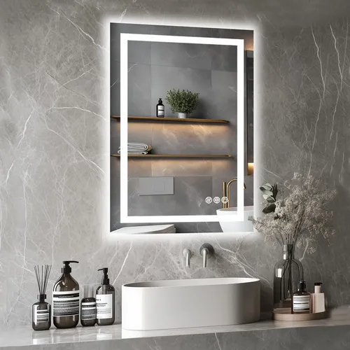 Espejo Led Para Baño Homsion 60×90 Cm Con Luz Frontal Y Tras