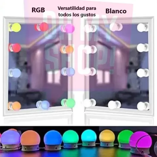 Kit 10 Focos Lamparas Led Rgb Espejo Maquillaje Hollywood