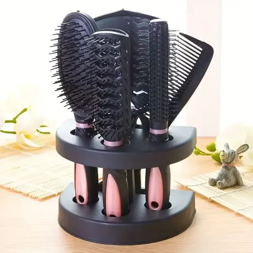 Set Peines Cepillos Cabello Con Soporte X5