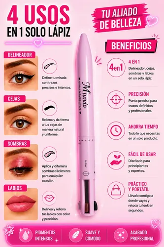 Lápiz De Maquillaje 4en1 Delineador Rubor Labial Iluminador
