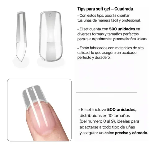 Tips Soft Gel Y Press On Paris Night X500 Unidades En Bolsa