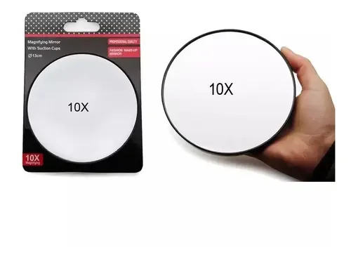 Espejo Con Aumento 10x Incluye Ventosa 7.5cm Diámetro