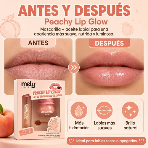 Kit Labial Mely Mascarilla Y Aceite Hidratante Durazno