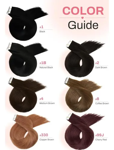 Extensiones De Cabello Remy Con Cinta 18” 40pcs Moresoo