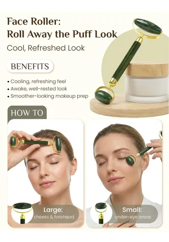 Kit Masajeador Facial Rena Chris Gua Sha Rodillo 7 Unidades