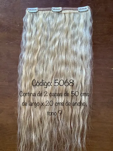 2 Capa Cortina Cabello Natural De 50 Cms X 20 Ancho Premiun