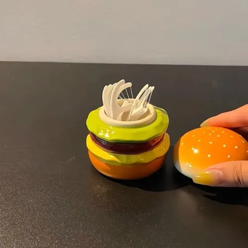 Dispensador Hilo Dental Plástico Forma Hamburguesa
