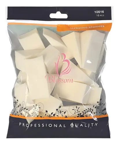 Esponjas De Maquillaje Blossom Quesitos Set 16 Unid Blanco Mediana