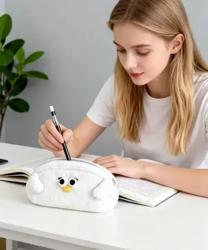 Neceser Pato Blanco Bolso De Maquillaje Viaje De Felpa Suave