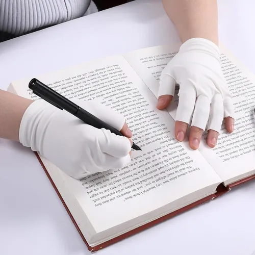 Guantes Blancos Sin Dedos Algodón Para Manos Secas Y Eczema