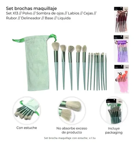 Set 13 Brochas Y Pinceles Para Maquillaje Skora Con Estuche Marrón