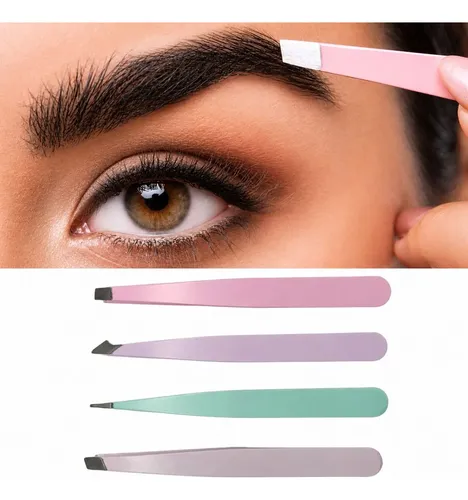 Kit De 4 Pinzas De Depilar Acero Inoxidable Cejas Bozo