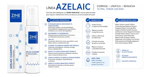 Kit Skincare Zine Azelaic Completo Gel Sérum Crema Máscara