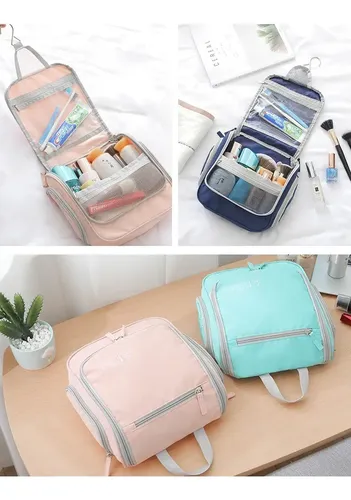 Organizador Neceser Bolso Porta Cosmeticos Maquillaje Percha Color Rosa