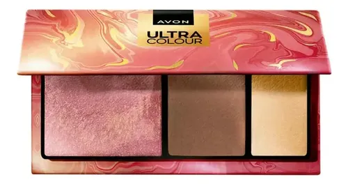 Paleta facial en polvo multifuncional Golden Hour de Avon Ultra Color, 3 en 1, 3 tonos