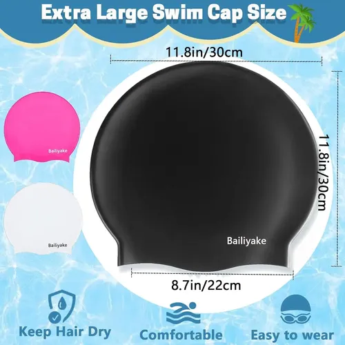 Paquete De 3 Gorras De Baño Silicona Bailiyake Extra Grande