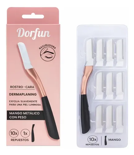 Perfilador Cejas Dermaplaning Vello Facial 10 Repuestos Rosa