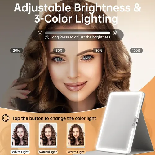 Espejo Maquillaje Funtouch Luz Led Recargable 9×7” Blanco