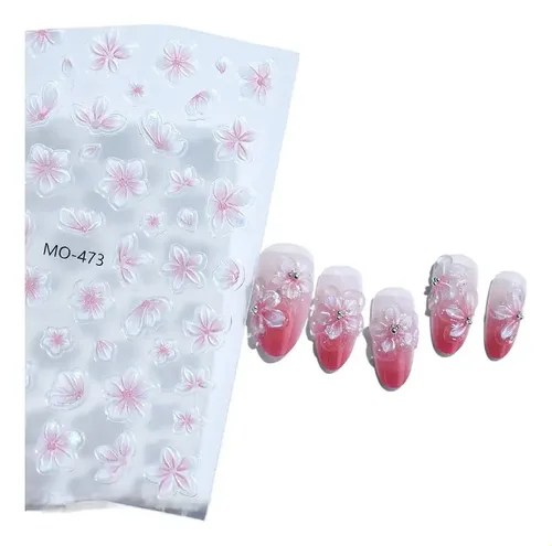 Adhesivo 5d Relieve Flores Para Uñas Nail Art