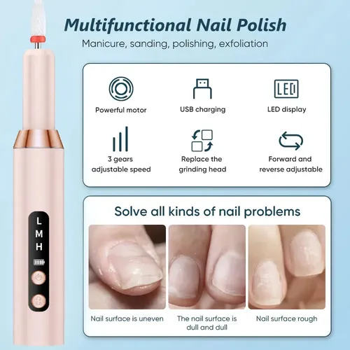 Pulidor Recargable Para Uñas Manos Y Pies Blanco