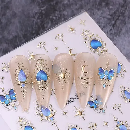 Pack De 3 Pegatinas De Uñas Barroco 3d – Corazón, Estrella Y