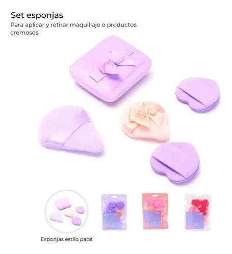 Set Esponjas Faciales X5 Skora Maquillaje Rosto Polvo Base