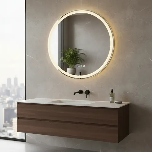 Espejo Baño Luz Led Bluetooth Redondo Desempañador 60 Cm