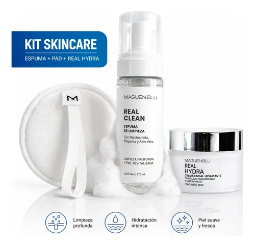 Rutina Skincare Completa – Espuma De Limpieza + Crema Hidratante Facial Real Hydra Acido Hialuronico Niacinamida Todo Tipo De Piel