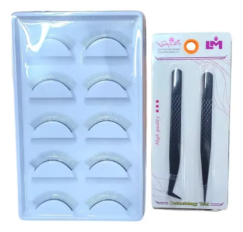 Pestañas Para Práctica + 2 Pinzas – Extensión Pelo Por Pelo Color Pestaña +2 Pinzas