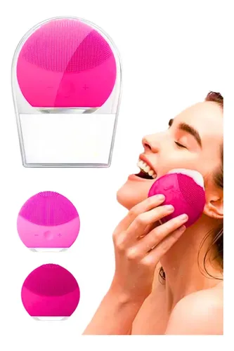 Cepillo Limpiador Masajeador Facial Silicona Electrico Usb Rosa