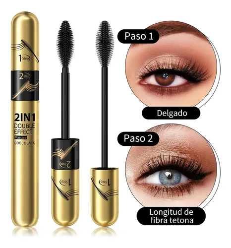 Mascara De Pestañas Rimel 2+1 Doble Efecto Alargador Curvado