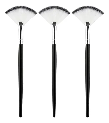 3 Pinceles Abanico Para Iluminar, Color Negro