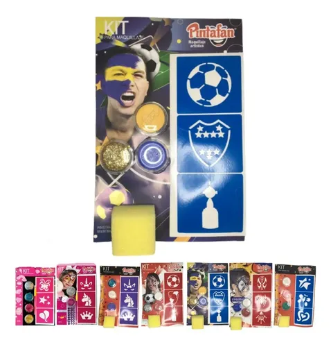 Pintafan Kit Maquillaje Artístico Infantil Glitter Con Esponja Y Stencil