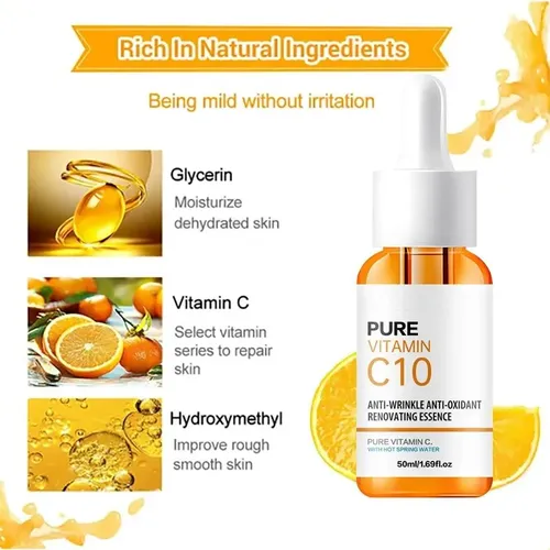 Esencia Facial De Vitamina C, Ácido Hialurónico, Suero Ilumi